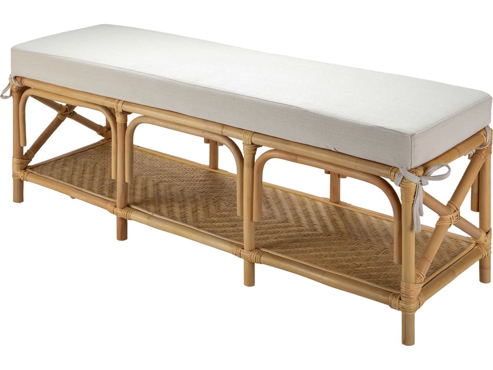 Kaili Rattan Accent Bench in Wheat and Brown