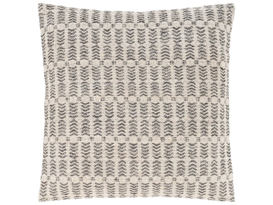 Leif Wool Cotton Blend Square Accent Pillow Charcoal Ivory