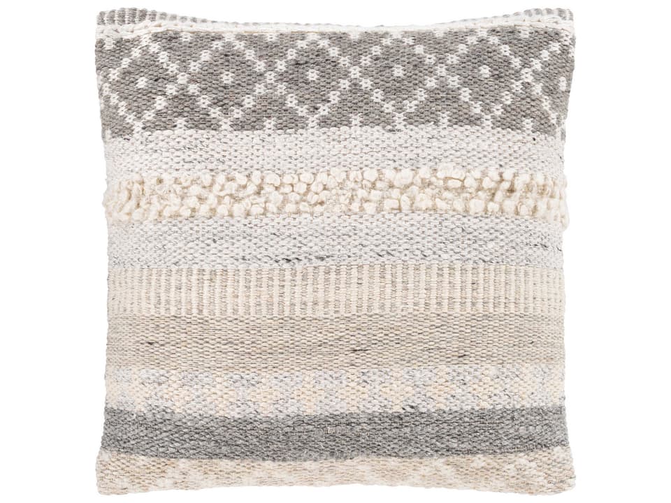 Lorens Square Accent Pillow in Charcoal and White