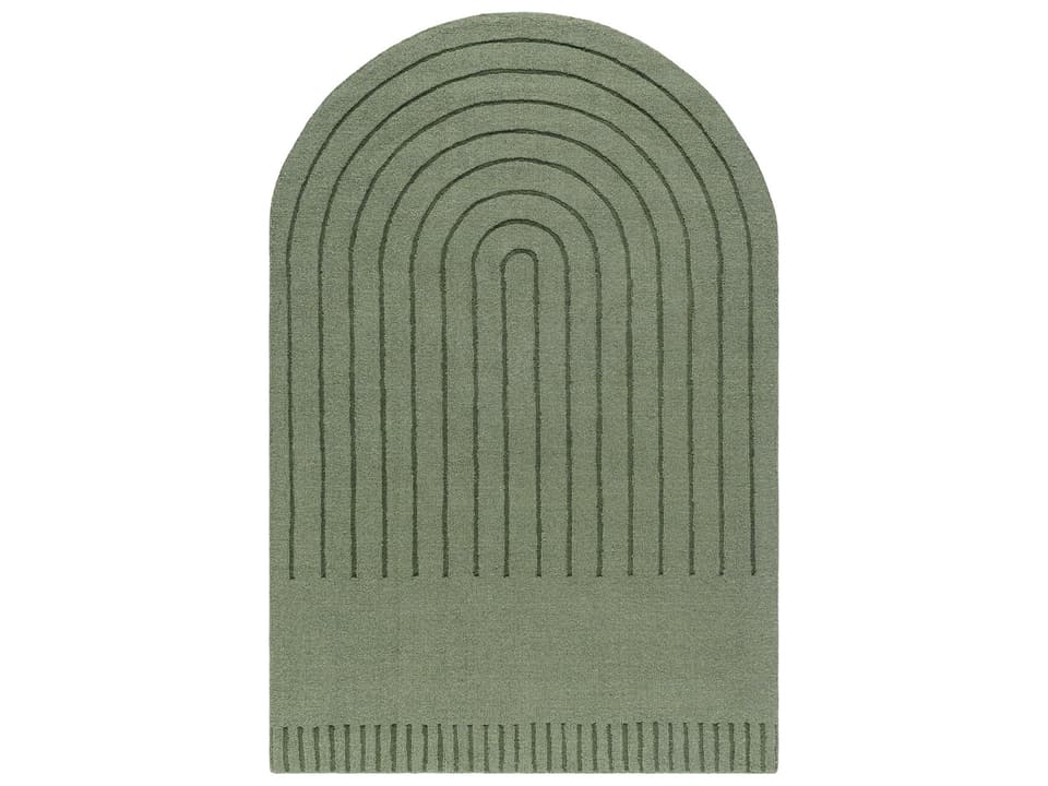 Mystique Geometric Wool Area Rug in Sage Green