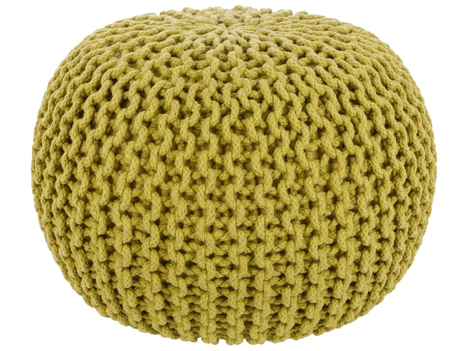 Livabliss Malmo Olive Green Knitted Cotton Pouf Ottoman