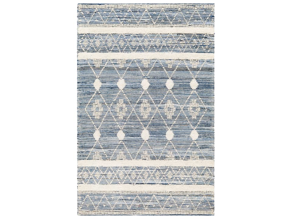 Nadine Moroccan Handwoven Area Rug in Ivory and Blue
