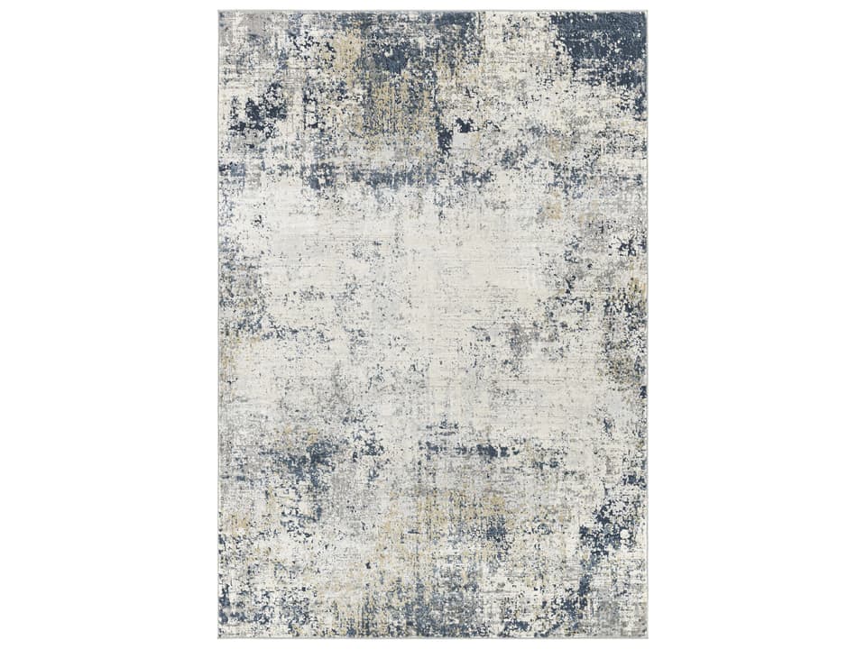 Norland Abstract Machine Woven Area Rug in Medium Gray and Denim