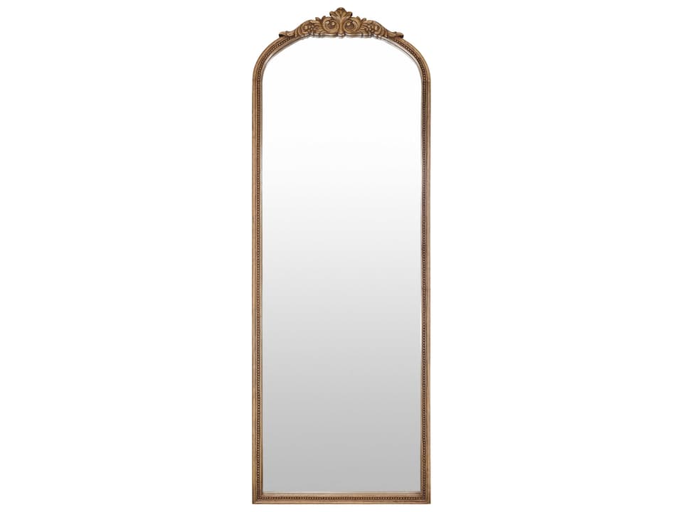Noya Antiqued Tan Arched Floor Mirror