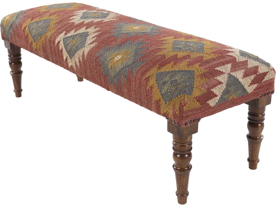 Livabliss Panja Upholstered Bench in Rust Jute and Wool