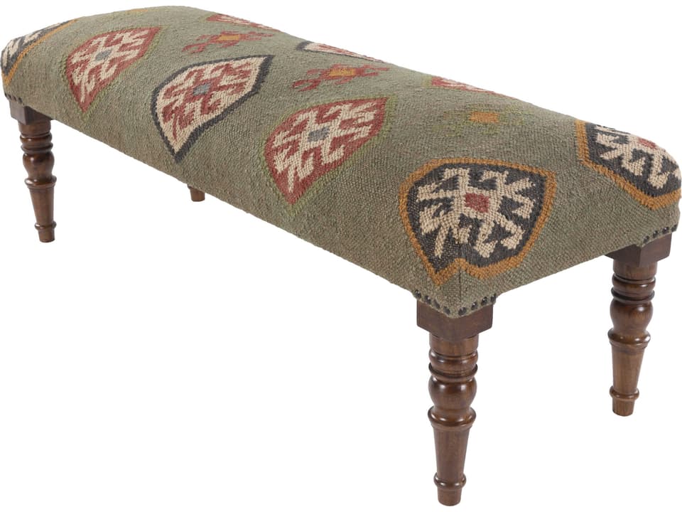 Panja Hand Woven Upholstered Accent Bench in Sage