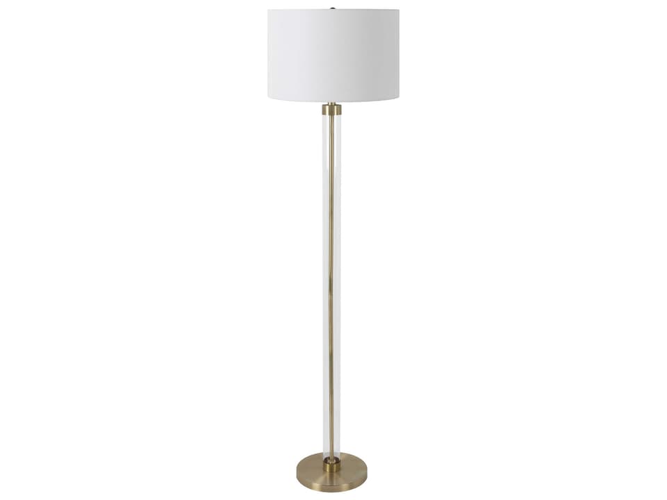 Peninsula Clear Gold Floor Lamp with White Cotton Shade