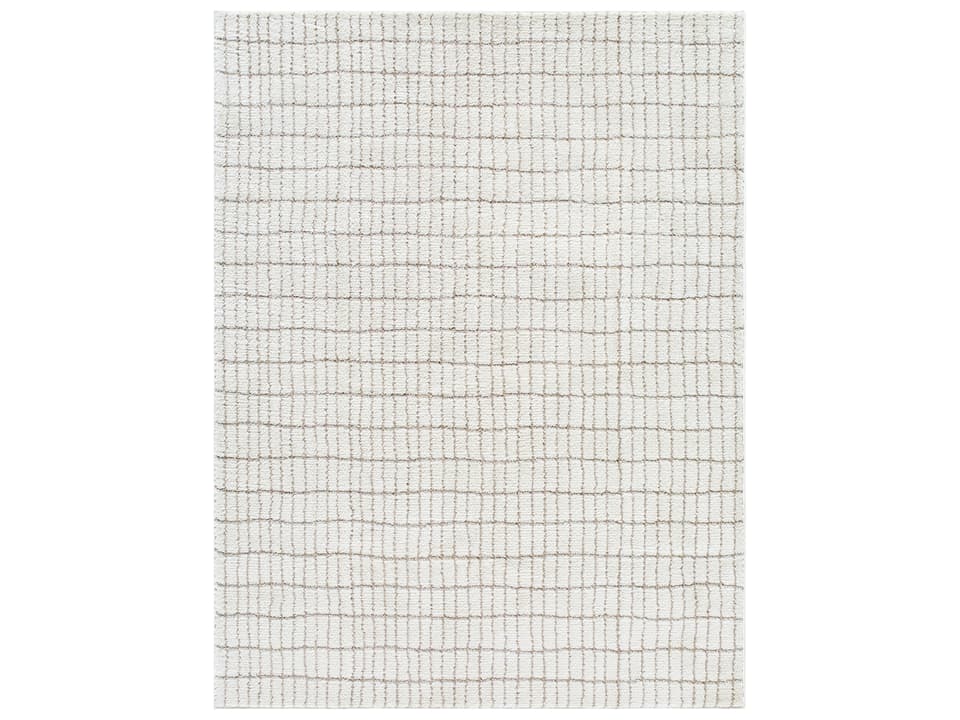 Cascade Modern Geometric High-Pile Area Rug in Ivory and Taupe