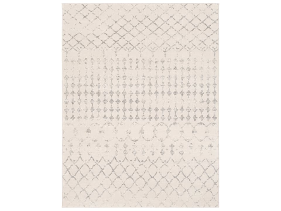 Roma Geometric Runner Area Rug in Off-White and Gray