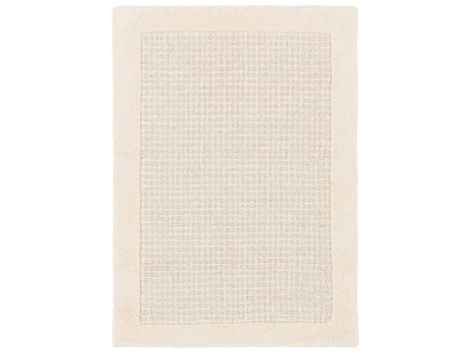Siena Bordered Hand-Tufted Wool Area Rug in Cream and Light Gray