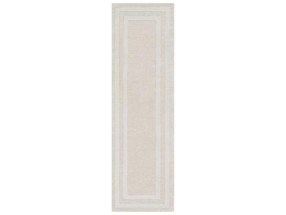 Sorrento Bordered Runner Area Rug in Beige and Taupe 2 ft 6 in x 8 ft