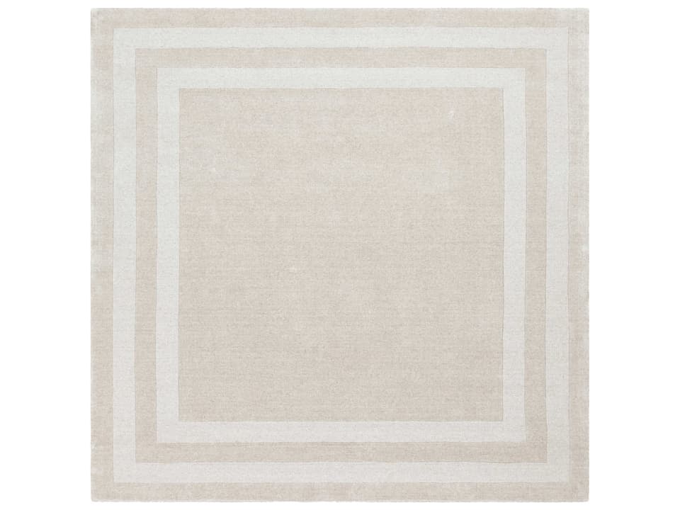 Sorrento 8x8 Square Bordered Area Rug in Ivory and Taupe