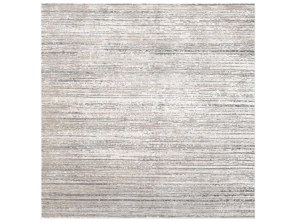 Tibetan Striped Area Rug in Khaki and Gray