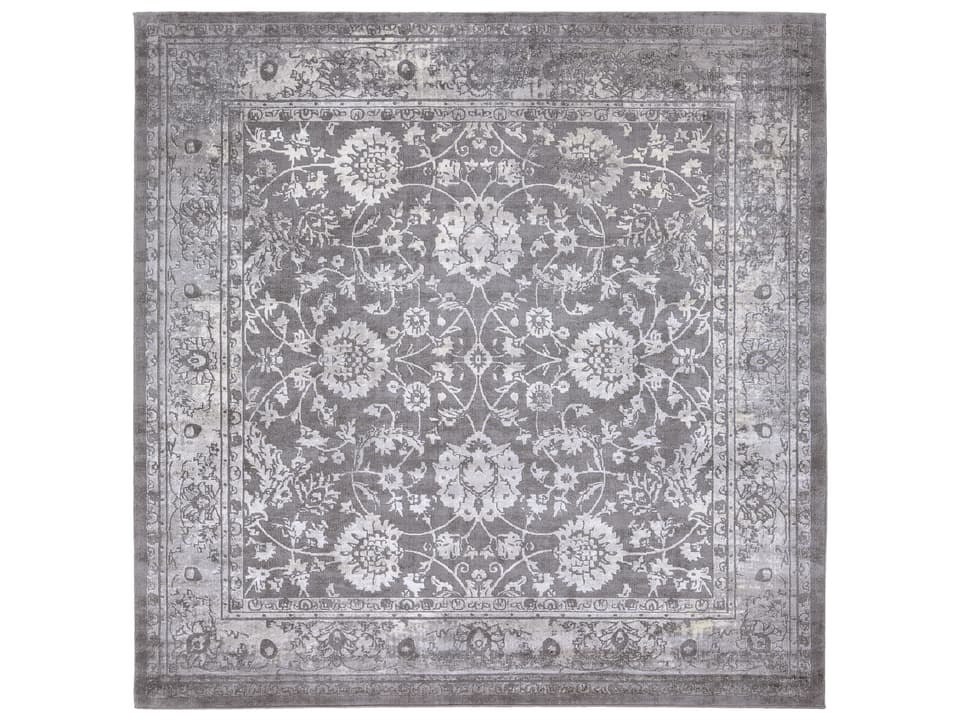 Tibetan TBT-2309 Machine Woven Bordered Area Rug in Ivory and Gray