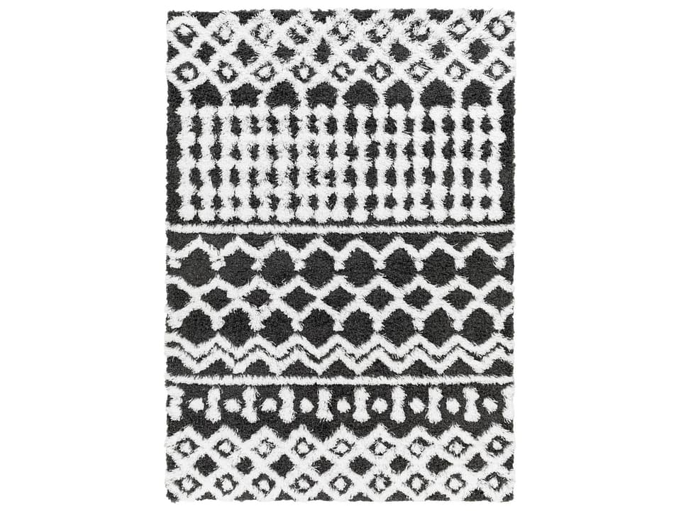 Urban Shag Geometric Area Rug in Black and White