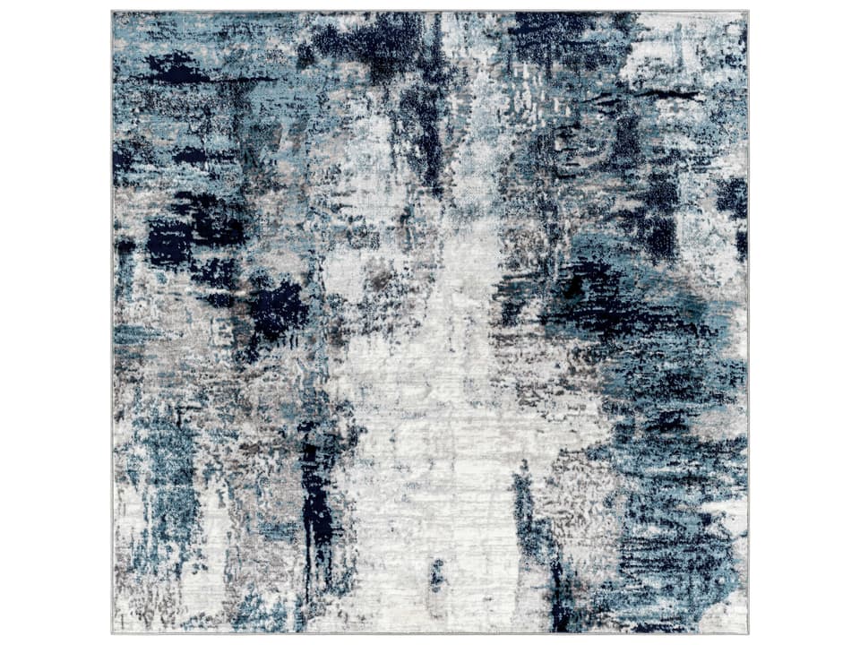Wanderlust Abstract Square Area Rug in Aqua Navy