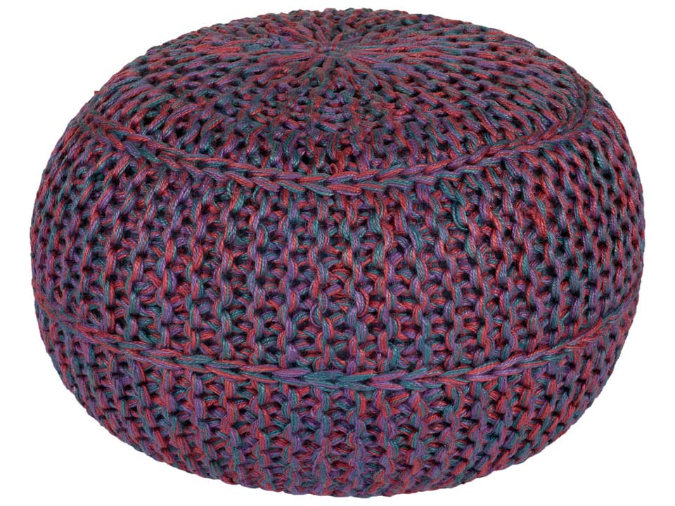 Wisteria Knitted Jute Ottoman Burgundy Plum Blue