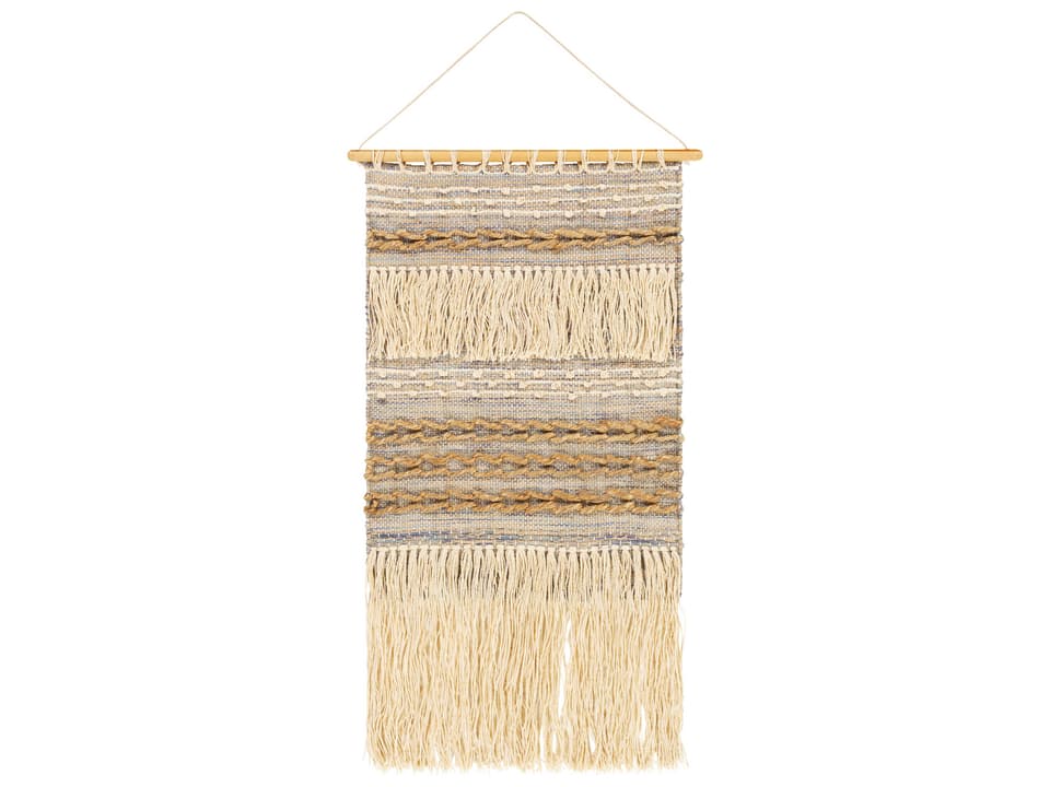 Yavan Hand-Woven Jute Wall Hanging in Tan and Blue