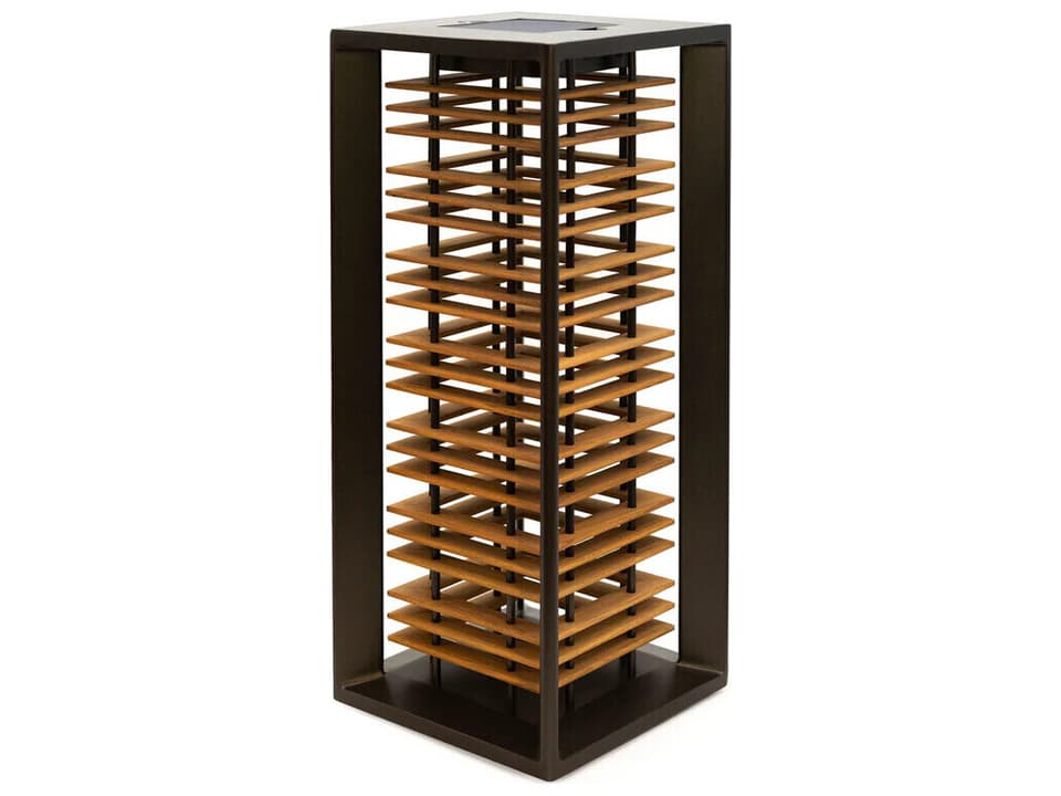 Yoko 10-Light Outdoor Solar Lamp with Teak and Aluminum Frame
