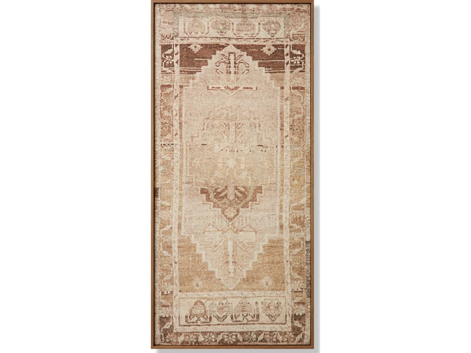 Loloi Bayonne Ivory Brown Wall Art Canvas with Textile Design