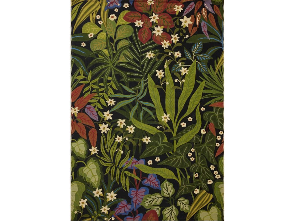 Botanical Floral Indoor Outdoor Area Rug with Onyx Multi Pattern