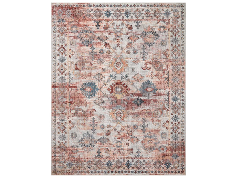 Cassandra Bordered Runner Area Rug in Rust Multi