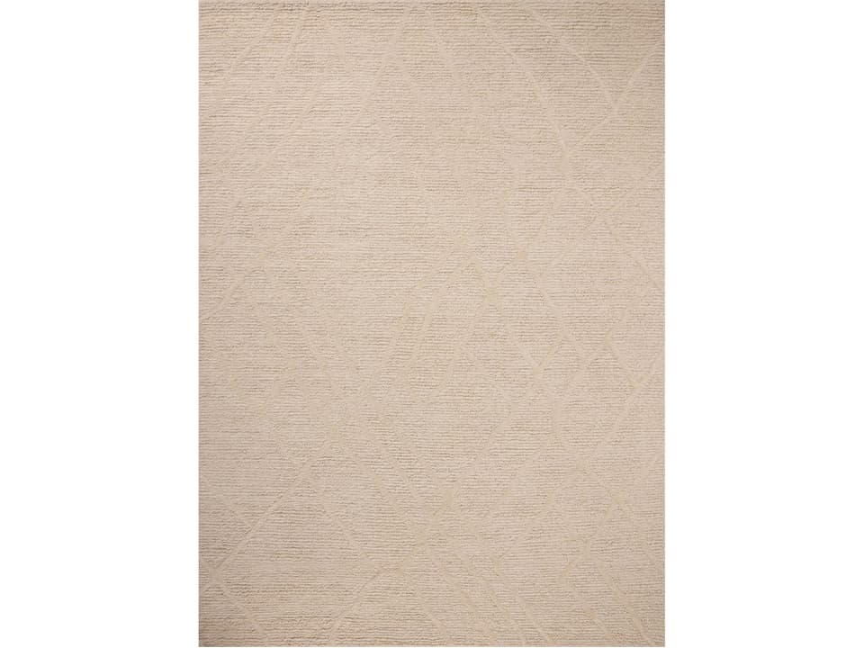 Cline Hand-Woven Wool Area Rug in Ivory with Organic Texture