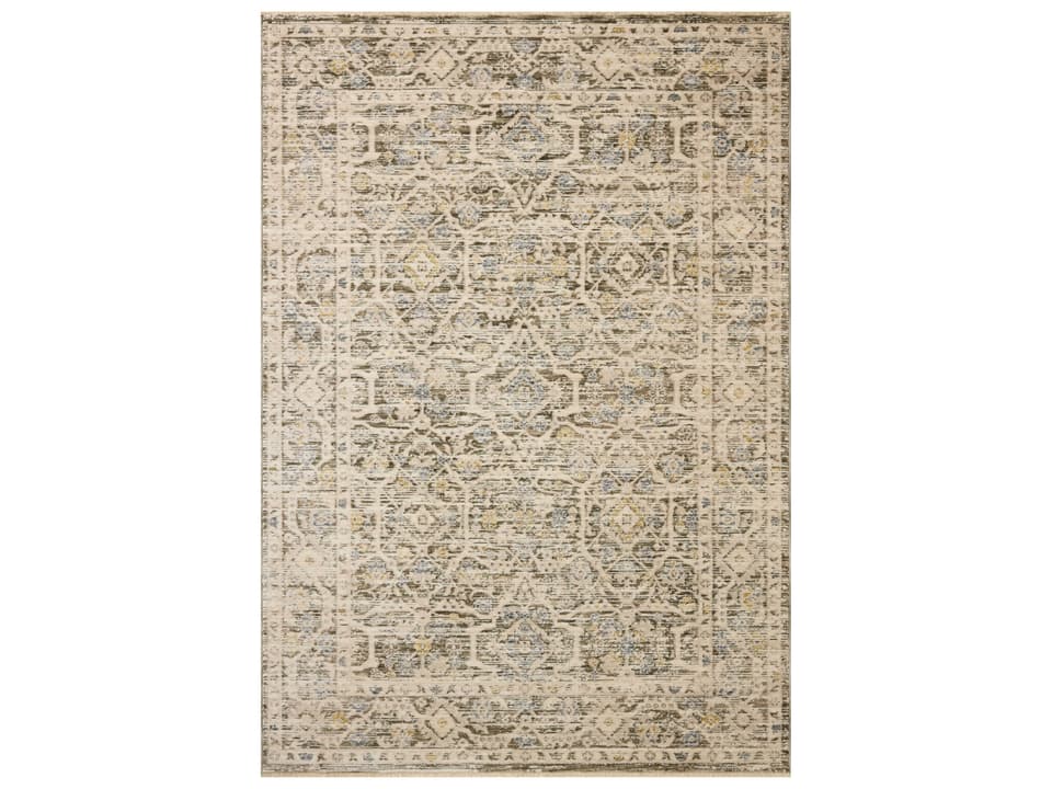 Clarisse Bordered Area Rug Olive Ivory Traditional Floral