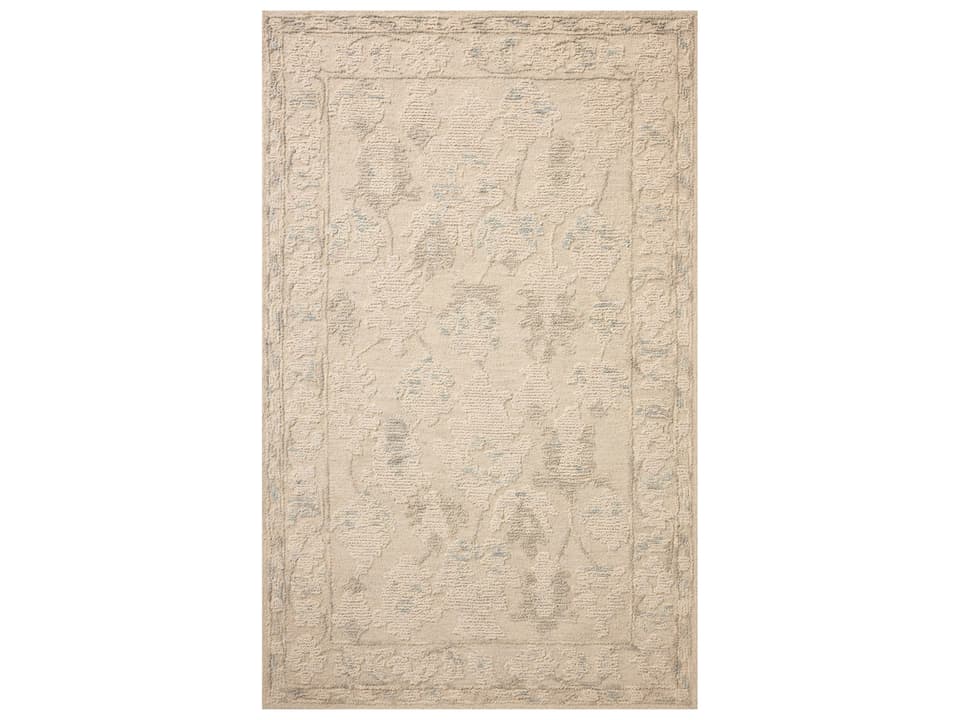 Cynthia Bordered Area Rug in Ivory and Sky