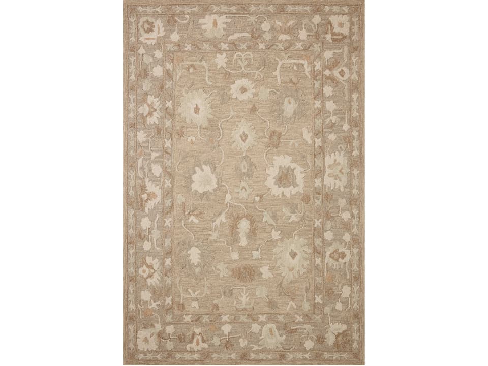 Chris Loves Julia Dorothea Bordered Runner Area Rug in Khaki and Dove