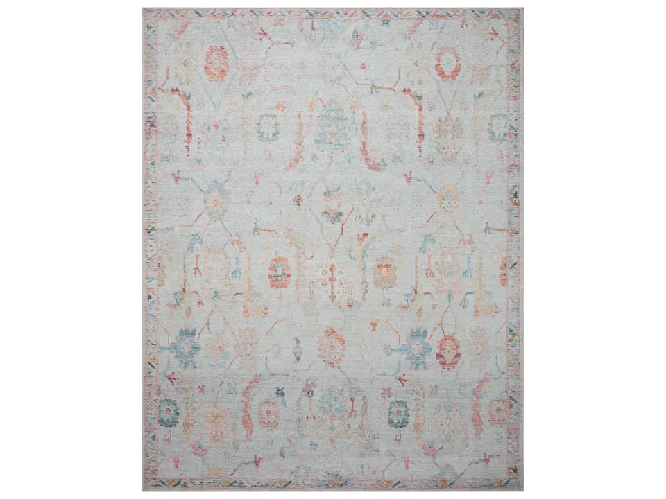 Elysium Bordered Traditional Runner Area Rug in Pebble Multi