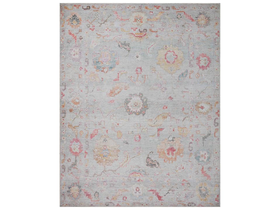 Elysium Bordered Runner Area Rug Silver Multi