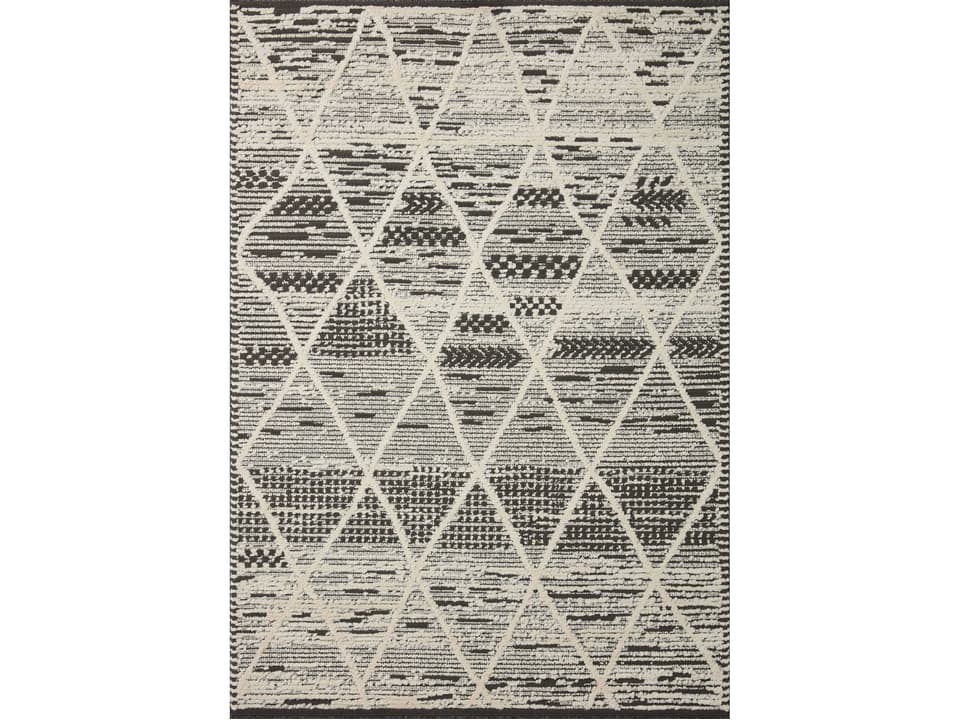Fabian Geometric Runner Area Rug in Charcoal and Ivory