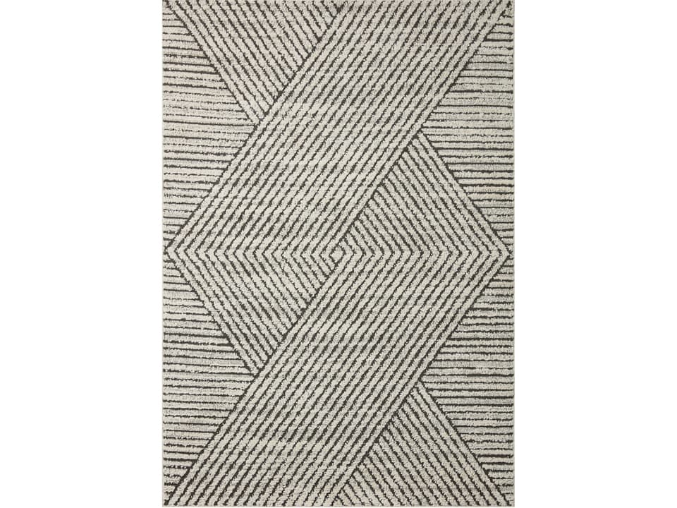 Fabian Collection Power Loomed Area Rug Charcoal Ivory