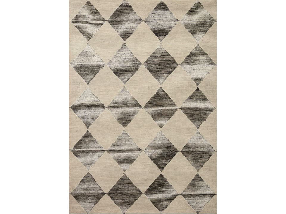 Chris Loves Julia x Loloi Francis Geometric Hand-Hooked Wool Area Rug in Beige Charcoal