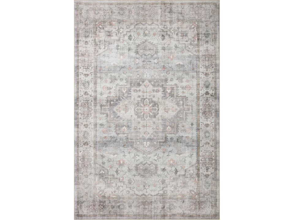 Heidi Bordered Runner Area Rug in Dove Blush
