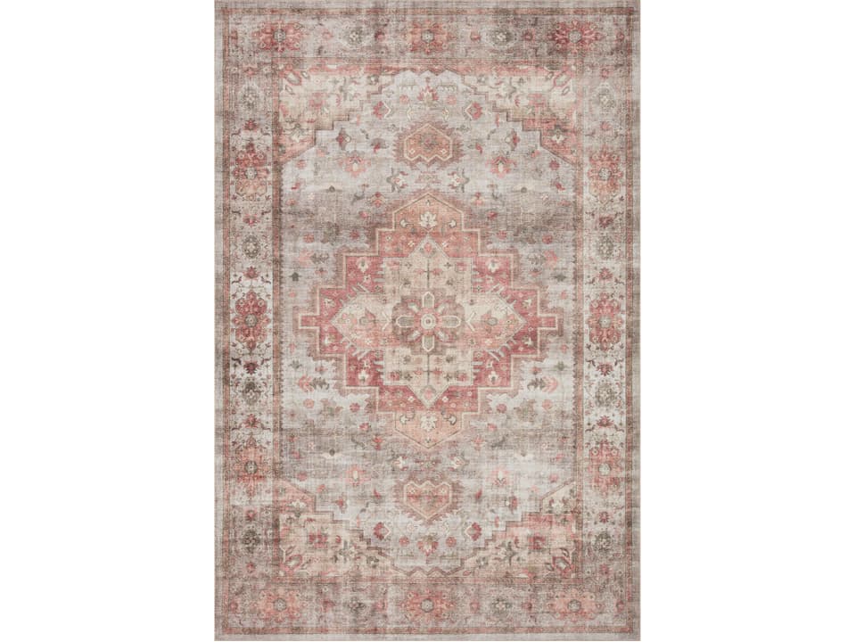 Heidi Bordered Runner Area Rug Dove Spice
