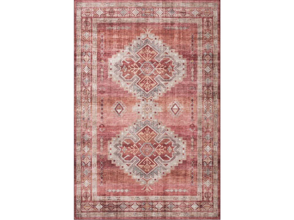 Heidi Bordered Runner Area Rug with Old-World Medallion Design