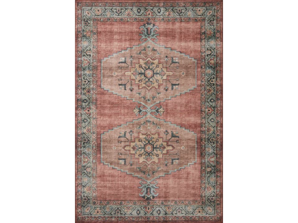 Heidi Power Loomed Bordered Runner Area Rug Spice Aqua