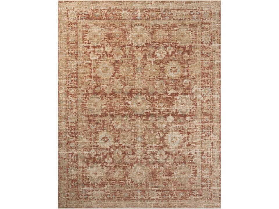 Heritage Oriental Power Loomed Area Rug in Brick Multi