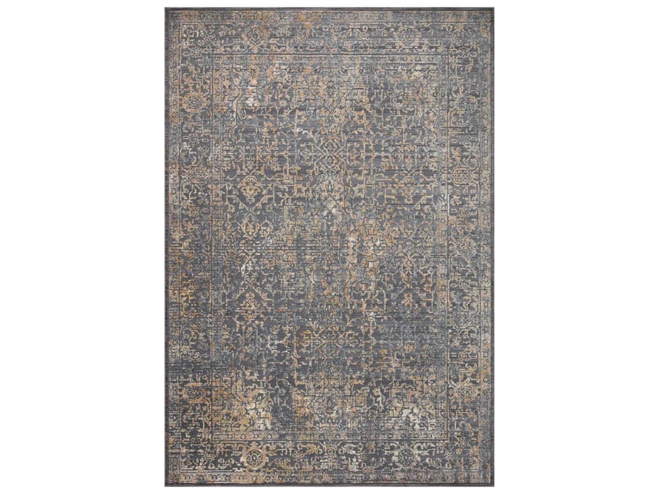 Indra Bordered Area Rug with Distressed Traditional Design