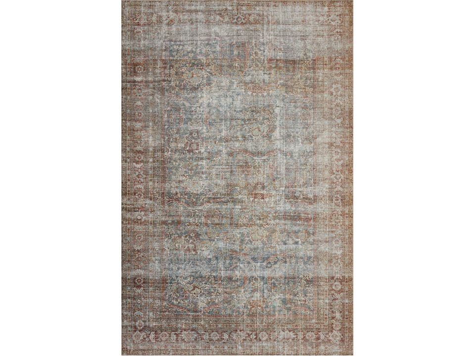Jules Bordered Runner Area Rug Lagoon and Brick
