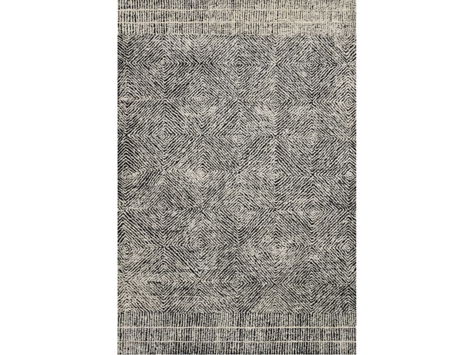 Kopa Geometric Hand-Tufted Wool Runner Rug Black Ivory