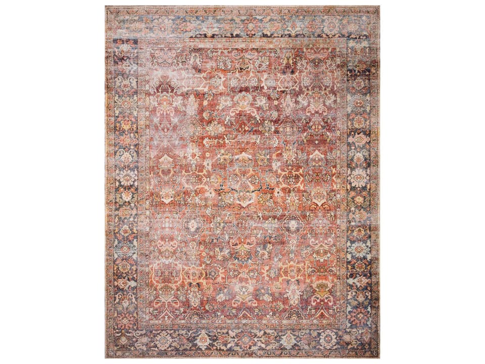 Layla Collection Bordered Runner Area Rug with Traditional Distressed Design