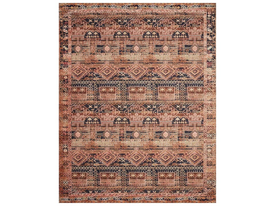 Layla Collection Bordered Runner Area Rug with Distressed Traditional Style