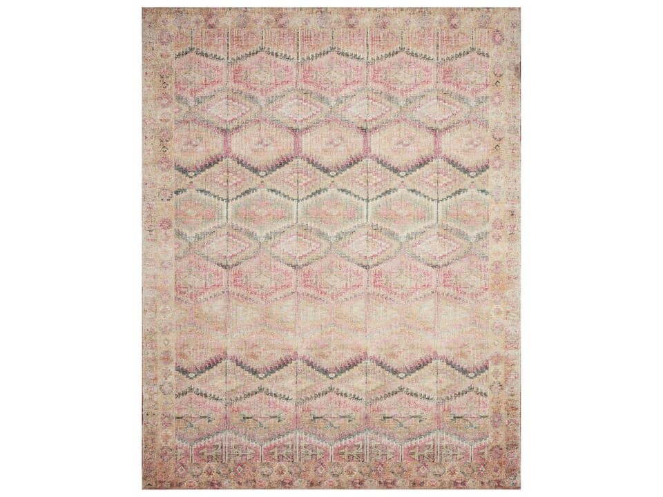 Layla Collection Bordered Runner Area Rug with Vintage Inspired Patina