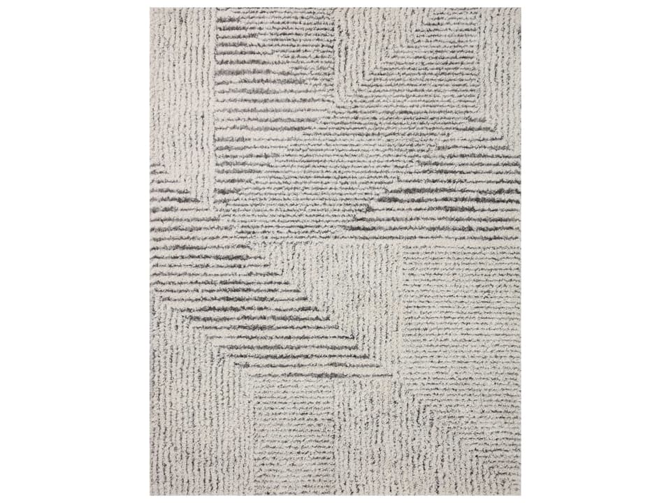 Loloi Levitt Shag Collection Power Loomed Area Rug in Ivory Grey