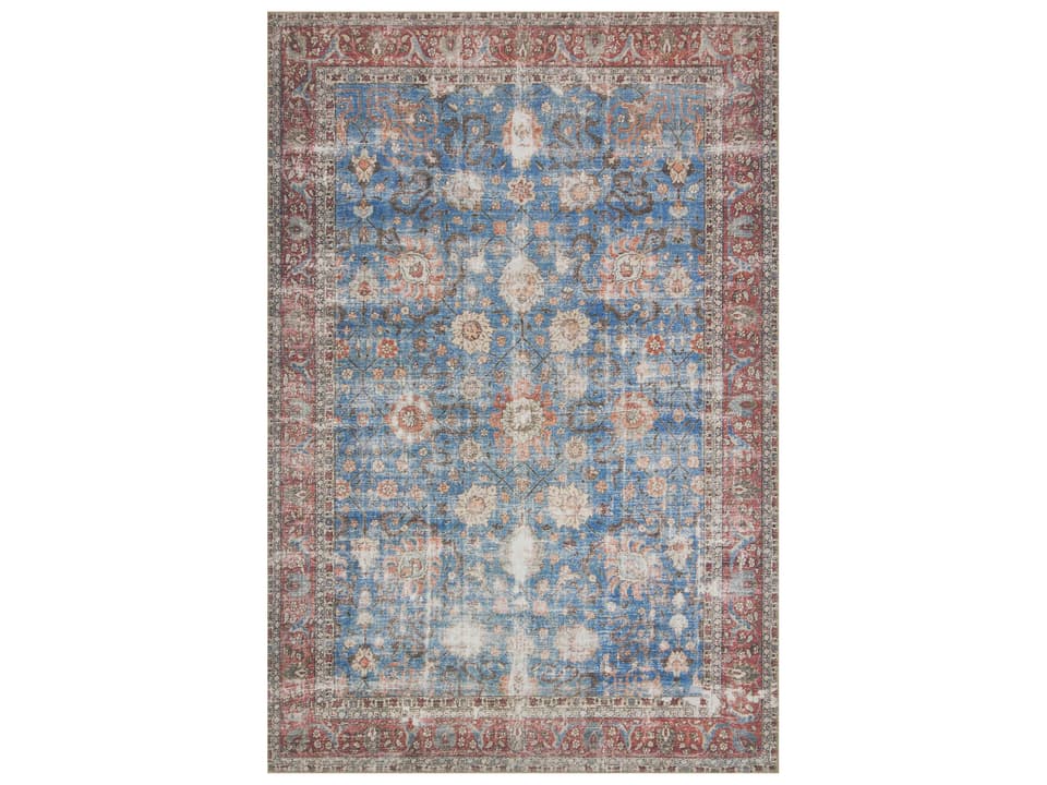 Loren Blue Brick Vintage Oriental Rectangular Area Rug
