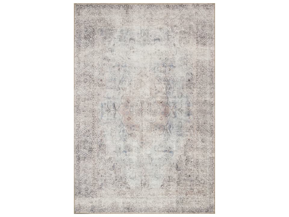 Loren Collection Area Rug Vintage Printed Silver Slate