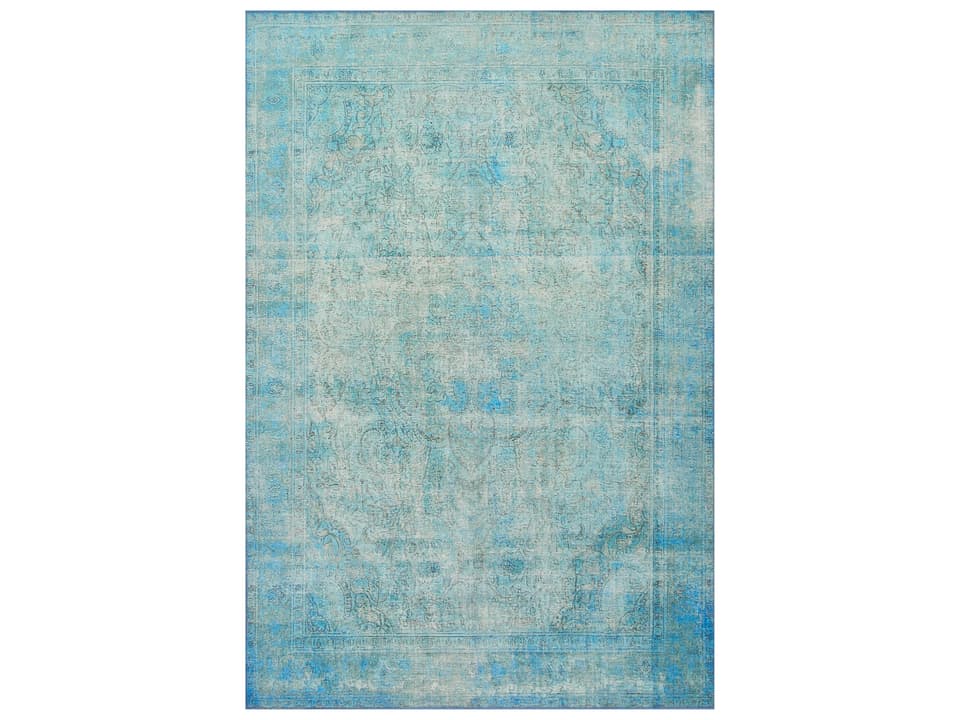 Loren Traditional Power Loomed Area Rug in Aqua Multi